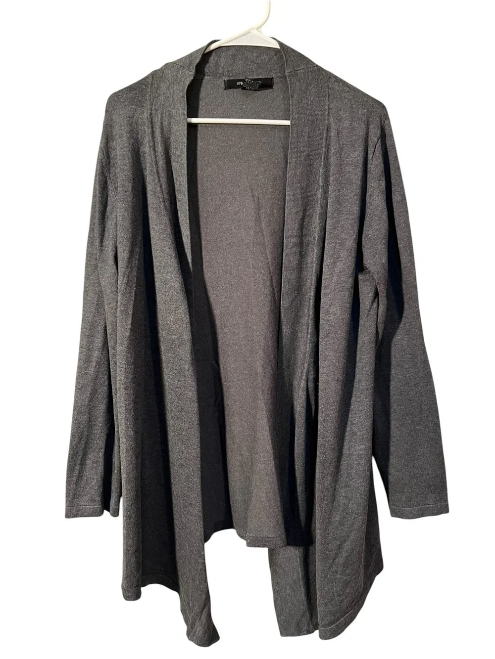 89th & Madison Women's Size XL Open Front Cardigan Sweater Dark Charcoal Gray